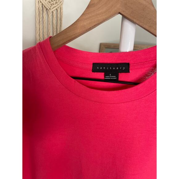 Sanctuary Pink Poplin Tiered Puff Sleeve Mini Dress Large Short Sleeve - Picture 9 of 9